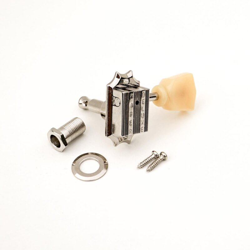 Faber Kluson style tuners, FKT33BB-NG 3+3, threaded nut, nickel glossy