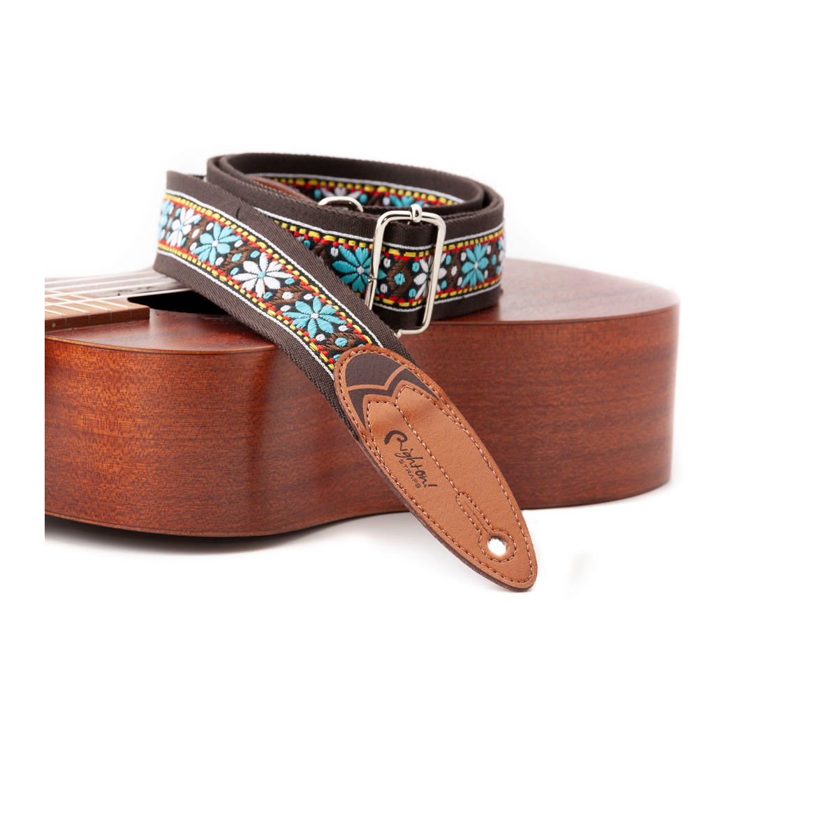 RightOn Surf Wind Brown guitar strap