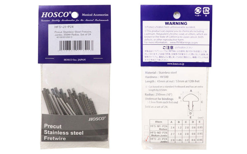 HOSCO Precut Stainless-Steel Fretwire Jumbo HFS-J1-P24