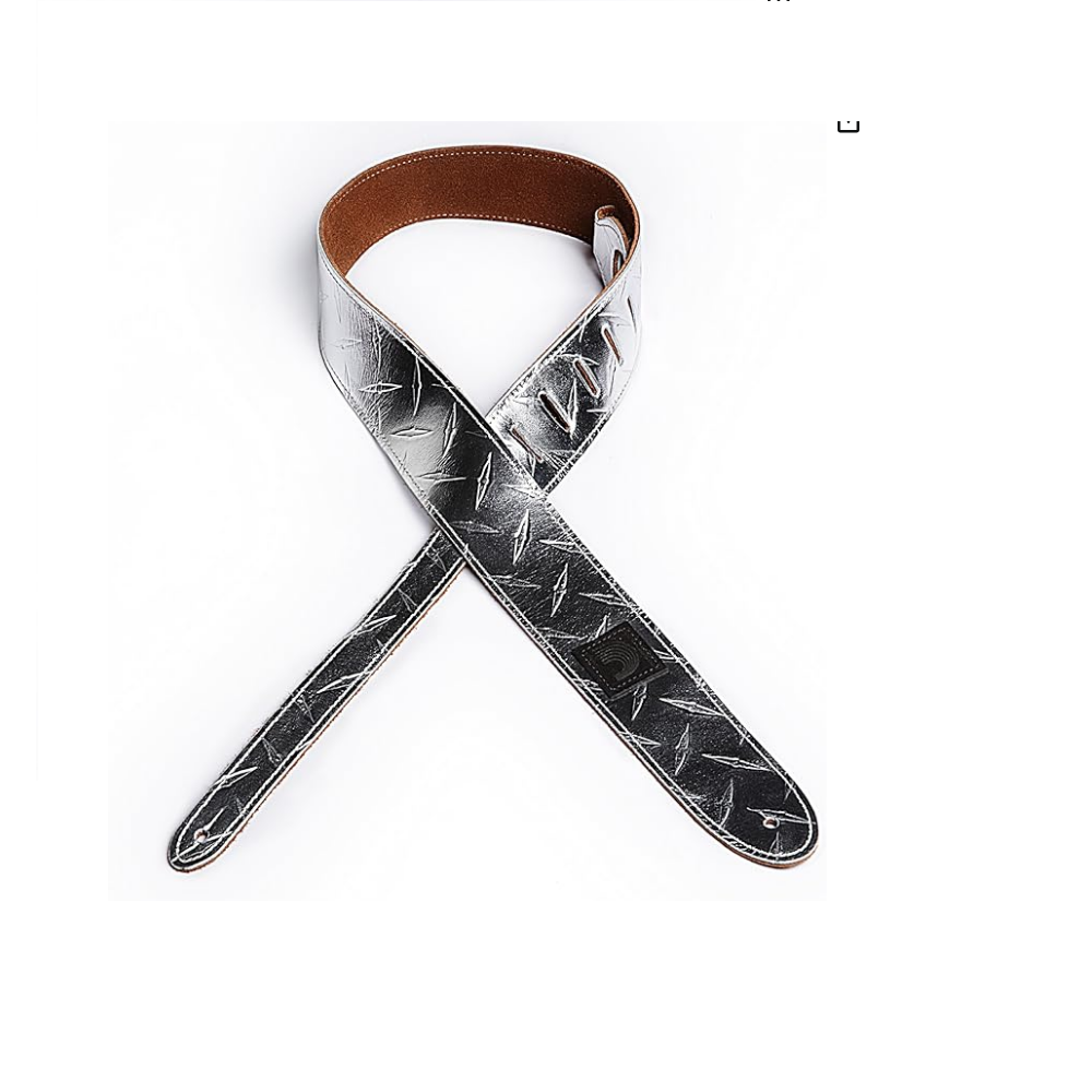 D'Addario Planet Waves 20LDP00 2-Inch Leather Embossed Diamond Plate Design - Silver