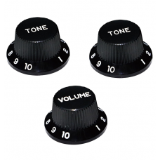 Hosco Control Knobs Set for Strat Black Inch Size